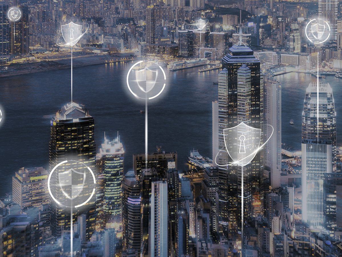 Smart city security background digital transformation digital re